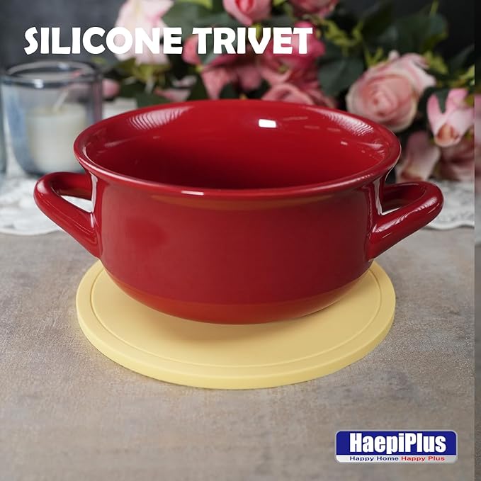 4 Pieces Silicone Trivet Mats, Pot Holders, Kitchen Tools, Heat Resistant Non-Slip Pads for Dishes, Bowls, Jar Opener, Easy to Wash and Dry Pan Cushions (Yellow)