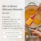 Starpack 'Stir & Serve' Silicone Cooking Utensils Set (5 Pcs) - 10.5" - Kitchen Utensil Set Heat Resistant to 600°F - Kitchen Utensils for Nonstick Cookware - Silicone Utensil Set for Mixing & Cooking