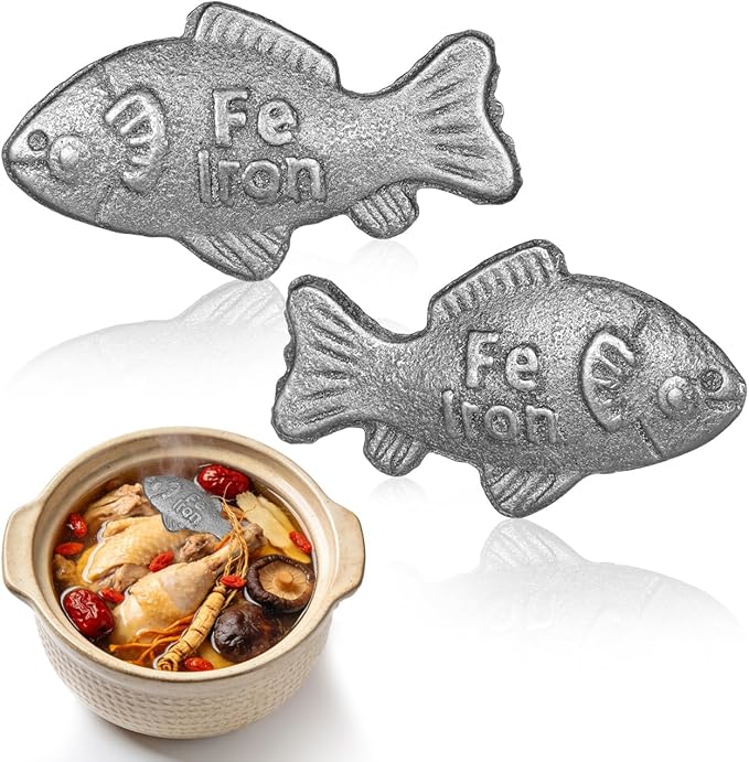 Iron Fish for Cooking (2 Pack), Natural Iron Supplement Tool for Water & Food, Safe Cooking Utensil Reusable for Vegans, Athletes, Pregnant Women & Kids Sliver