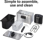 Hamilton Beach Family Style Electric Deep Fryer, Includes Frying Basket with Hooks, 1500 Watts, Easy Detach Magnetic Cord, 3 Liter / 12 Cup Oil Capacity, Stainless Steel (35220G)
