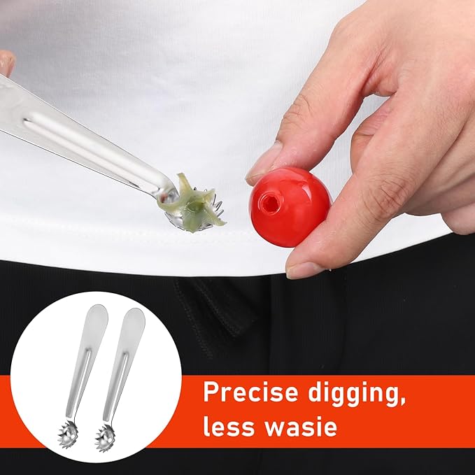 6 Pcs Tomato Stem Corer Strawberry Pitter Baller Practical Stainless Steel Kitchen Huller Tool Fruit Vegetable Stem Remover