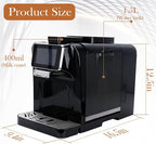 Fully Automatic Espresso Coffee Machine with Milk Cooler 4.3" Touchscreen Dual Heating 11 One Touch Beverages Adjustable Grinder & Milk Frother WiFi Smart Control