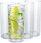 Zulay Kitchen Plastic Drinking Glasses (Set of 4) – 16oz Acrylic Shatterproof Water Cups for Home, Kitchen & Outdoors – Crystal Clear Glass Look – BPA & Lead-Free – Top-Rack Dishwasher Safe