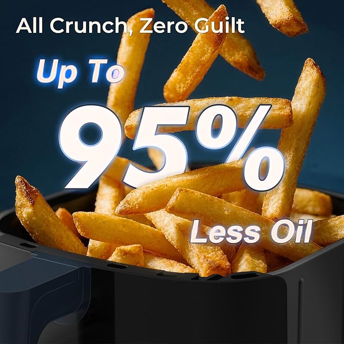 Fullwill 6QT Air Fryer with Viewing Window,12-in-1 Multi-Function Air Fry,Roast,Bake, Dehydrate, Fries,Nonstick and Dishwasher-Safe Basket,Family&friends Party,Max 400℉ Crisping 1700W,Blue