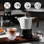 Bincoo Three Valve Espresso Maker Stovetop,Camping Moka Pot 2 Cup/120ML,Stove Top Espresso Italian Coffee Maker,Easy to Use