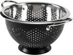 GoodCook Gourmet Colander, 5qt capacity, Stainless Steel with Handles and Elevated Pedestal Foot, Bold Black