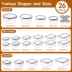 52 PCS Food Storage Containers with Lids Airtight (26 Containers & 26 Lids), Leak proof Meal Prep Container Set for Kitchen Storage, BPA-free, PVC-free Plastic, Microwave/Dishwasher Safe, Labels & Pen