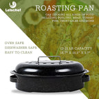 Roasting Pan 11Lb 15.7 inch Oval Enamel Oven Roaster Pan with Lid for Turkey Chicken Cookware PFOA free