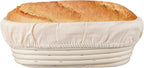 Dimpola Banneton Bread Proofing Basket Banneton Basket Set Sourdough Proofing Basket Round Proofing Bowls Handmade Rattan Baskets and Liners (Oval 10 inch set of 2)