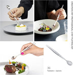 CREATIVECHEF 5 PCS Plating Tools Culinary Set Contains kitchen tweezers spatula Sauce plating spoon（Black）