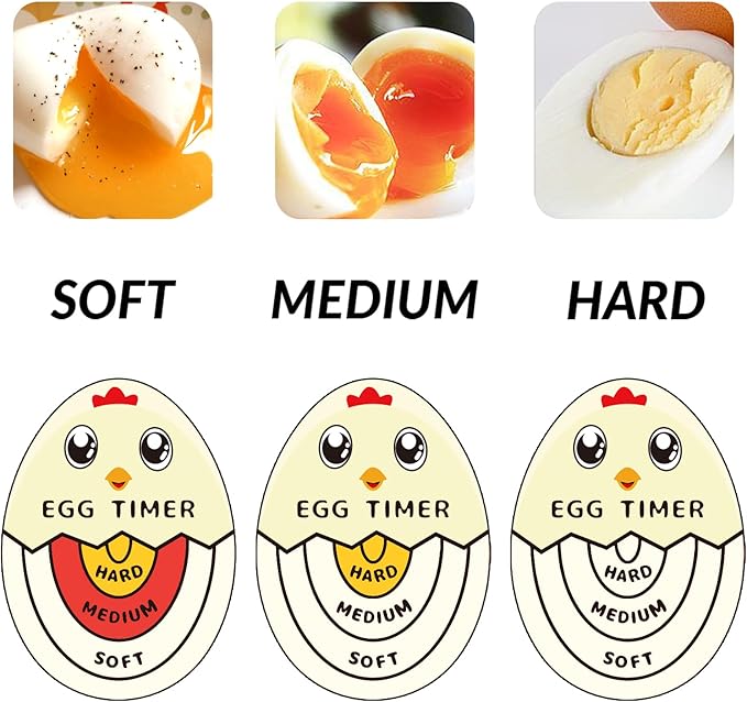 Lasubst Egg Timer for Boiling Eggs that Changes Color When Done, Tricolor, Pack of 4