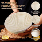 Dimpola Banneton Proofing Basket for Sourdough Bread, Handmade & Natural Rattan - Round Dough Rising Basket for Baking - Perfect for Artisan Breads (Round of 2 Gift Set)