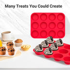 Redfly 3 Pack Silicone Muffin Pans for Baking & Cupcake Pan - 12 Cup Regular Size Silicone Molds, BPA Free Egg Bites Mold