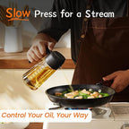 TrendPlain 16oz/470ml Glass Olive Oil Sprayer for Cooking – 2 in 1 Olive Oil Dispenser Bottle for Kitchen Gadgets and Air Fryer Accessories, Salad, BBQ - 2 Black