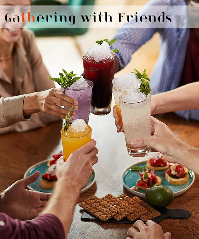 Drinking Water Glasses Set of 6, 15.5oz Highball Glasses, Lead-Free Crystal Glassware with Unique Wide Mouth, Thoughtful Gifts for House Warming, Birthdays, Everyday Life