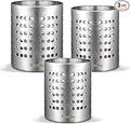 KSENDALO Metal Utensil Holder Set, Small SUS304 Steel Utensil Holder Flatware Silverware Spatulas Utensils Drying Rack for Kitchen Countertop, Kitchen Home Office Organizers ,Silver (3 Pack)