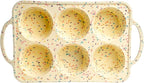 BAKE BOSS Confetti Silicone Jumbo Muffin Pan 6 Cup–Non-Stick Cupcake Pans for Baking, Heavy-Duty Large Silicone Muffin Pans for Baking, BPA-Free, Easy-Release, Oven & Dishwasher Safe