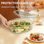 Luvan 2.8L/3Qt Glass Casserole Dish with Lid, Ribbed Oval Glass Baking Dish for Oven & Microwave, Clear Lead-Free Covered Casserole Cookware, Versatile Deep Glasses Food Container for Baking, Cooking