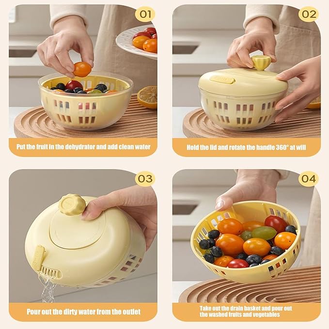Lettuce Spinner - 800ML Vegetable Washer, Salad Dryer Bowl, Produce Cleaner | Manual Vegetable Spinner with Colander Basket for Fresh Crisp Greens, Kitchen Tool for Home Cooking Outdoor Picnic