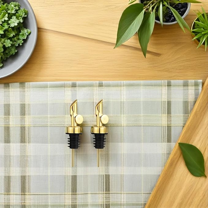 2 PCS Gold Olive Oil Dispenser Spouts: Stainless Steel Liquor Pourers for Kitchen Bar - Wine Bottle Pourer for Home Bartenders (4.9x1.18 Inch)