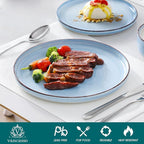 vancasso Bonita Blue Dinnerware Sets, Plates and Bowls Set for 4, 12 Pieces Stoneware Dinnerware Set, Dishwasher and Microwave Safe