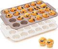 2 Pcs Silicone Muffin Pans for Baking with Metal Reinforced Frame, Nonstick Cupcake Tray for Oven, 24 Cups Mini Size Silicone Molds for Egg Bites, Dishwasher Safe (Brown, Cream)