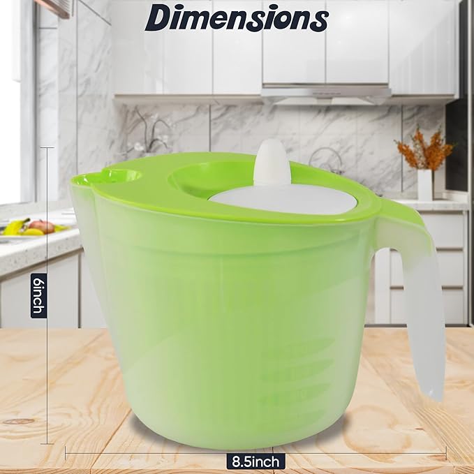 Home-X Salad Spinner with Pouring Spout – Lettuce Spinner and Vegetable Washer with Removable Strainer Basket – BPA-Free Salad Strainer for Drying Fresh Greens, Spinach, and Veggies
