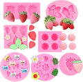 7 Pack Strawberry Baking Mold 3D Strawberry Embed Silicone Fruit Shape Pastry Mold Silicone Handmade Candy Bow Molds for Chocolate Fondant Ice Cream Cupcake Cake Decor - QS7