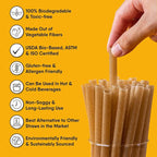 The Veggie Straws – 150 PCS of 4.75 Inches Unwrapped Biodegradable Drink Stirrers – Made of Vegetable Fibers, Best Cocktail Stirrers for Drinks of All Kinds