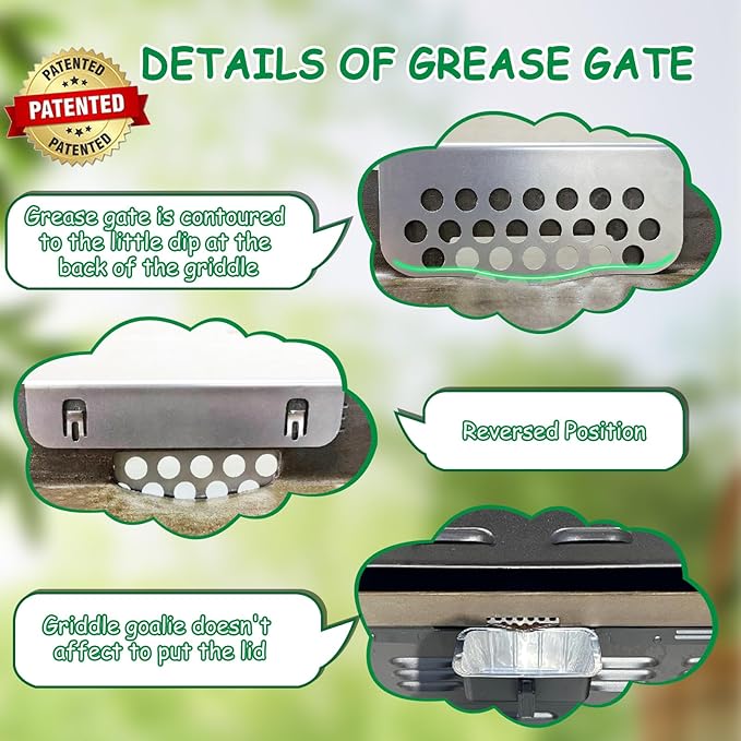 BBQ Tider Griddle Blocker Grease Gate for Blackstone Cooking Tools, 2Pack Grilling Goalie Bbq Mesh Screen Compatible with Many Griddle Accessories(Not For Old-style Long Hook 17" and 22" Blackstone)