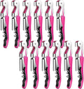 12 Pieces Professional Waiter Corkscrew Wine Openers,Pink Wine Keys Opener Stainless Steel Hinges Serrated Foil Cutter for Restaurant Waiters, Sommelier, Bartenders (Pink)