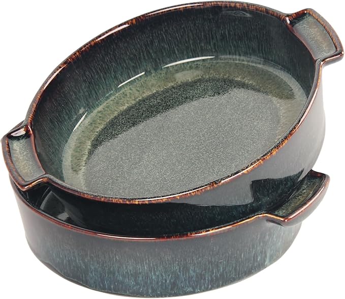 Ceramic Casserole Baking Dish -13.5 Ounces Baking Dish for Oven, Lasagna Pans, Oven Safe Durable Bakeware for Kitchen Home Decor, Banquet and Dinner, Round 2 pieces 5.5 x 5.5 Inch