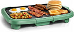 COOK WITH COLOR Electric Griddle 1200W, Nonstick Surface for Pancakes, Burgers, Eggs & More, Removable Temperature Control, Slide-Out Drip Tray, 10" x 16" Cooking Area, Dark Sage