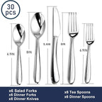 STILLOYE Heavy Duty Silverware Set for 6, 30 Piece Premium Stainless Steel Flatware Utensils Cutlery Set Including Steak Knife Fork and Spoon, Dishwasher Safe, Gift Package for Wedding Housewarming