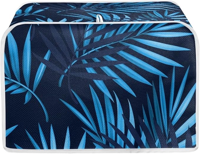 JEOCODY Toaster Oven Covers - Large 2 Slice Blue Dust-proof Quilted Bread Maker Cover with Fingerprint Protection