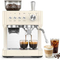 Kndko Espresso Machine with Grinder, 20 Bar Espresso Coffee Machines with Milk Frother Steam Wand, Espresso Maker for Latte, Cappuccino, Hot/Cold Brew, White