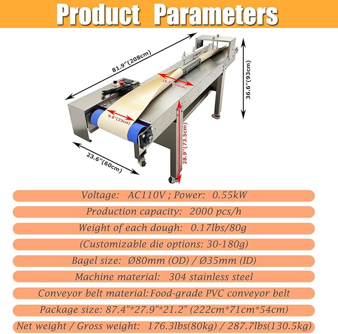 Commercial Automatic Bagel Forming Machine 2000 pcs/h Industrial Stainless Steel Bagel Maker Machine 110V