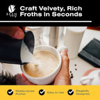 Bean Envy Milk Frother, Coffee Stirrers, Frother Wand, Milk Frother Handheld, Frother with stand, Hand Blender for Coffee, Lattes, Cappuccino, Matcha and Hot Chocolate – Kitchen Gifts - White