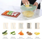 Salad Spinner Large with 5-Blade Slicer & Egg Yolk Strainer, Multifunctional Vegetable Fruit Washing Bowl 4.3 Qt for Efficient Kitchen Washing Drying & Shredding