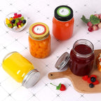 Glass Mason Jars with Black Lids 16 oz - 15 Pack Regular Mouth Canning Jars for Food Storage, Meal Prep, Overnight Oats, DIY Crafts - Includes 24 Stickers & Brush