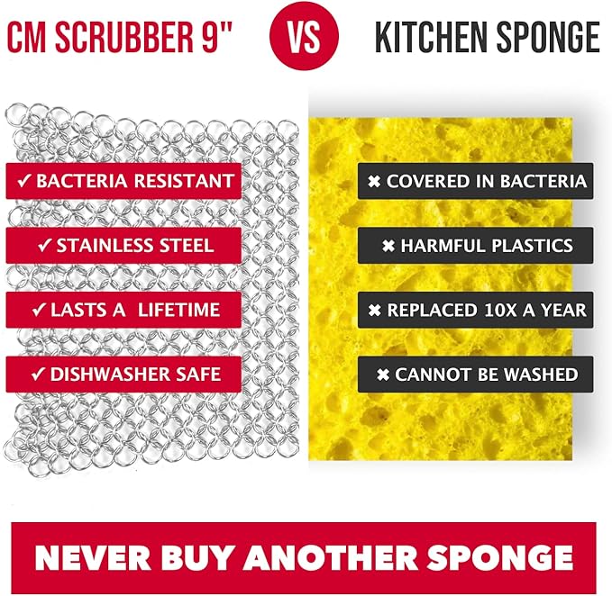 Knapp Made CM Scrubber 6" Small Ring Cast Iron Scrubber - Cast Iron Cleaner for Hard Anodized Cookware, Pre-Seasoned Pans, Dutch Ovens, Iron Pans, Grills and Skillet. Chain Mail Scrubber Cast Iron