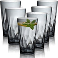 JGIRL Unbreakable Plastic Drinking Glasses, Set of 6, Shatterproof Drinking Cups, Plastic glass cup,16 oz plastic Tumbler Cups,Dishwasher Safe (Grey)