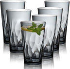 JGIRL Unbreakable Plastic Drinking Glasses, Set of 6, Shatterproof Drinking Cups, Plastic glass cup,16 oz plastic Tumbler Cups,Dishwasher Safe (Grey)