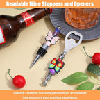 20 Pcs Beadable Wine Stoppers and Beadable Bottle Opener Set - 10 Reusable Decorative Wine Bottle Stoppers & 10 Alloy Openers for DIY Crafts, Wedding, Bar Party Favors, Holiday Gifts