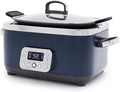 GreenPan Elite 14-in-1 Nonstick 6QT Electric Slow Cooker, PFAS-Free Ceramic Multi-Cooker, In-Pot Browning, Dishwasher Safe Lid & Removable Crock, Stainless Steel Steamer, Silicone Handles, Oxford Blue