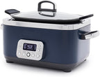 GreenPan Elite 14-in-1 Nonstick 6QT Electric Slow Cooker, PFAS-Free Ceramic Multi-Cooker, In-Pot Browning, Dishwasher Safe Lid & Removable Crock, Stainless Steel Steamer, Silicone Handles, Oxford Blue