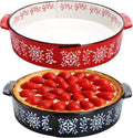 Covzoe 2 Pack Ceramic Pie Pan, 9 Inch Non-Stick Baking Dish with Double Handle, 44 Oz Deep and Fluted Pie Plate for Apple Pies, Quiche, Thanksgiving,Housewarming Gift