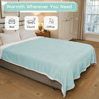 Electric Heated Blanket Full Size - 72"x84", Soft Flannel Heating Blanket, 10 Heating Levels, 1-12 H Auto Shut Off, Breathable Warm and Washable for Bed, Light Green