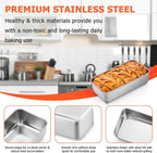 TeamFar Loaf Pans for Baking Bread, 9 × 5 Inch Stainless Steel Loaf Bread Pans Tins for Homemade Brownies, Healthy & Sturdy, Oven & Dishwasher Safe - Set of 2