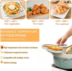 ZOOFOX Deep Fryer Pot with Thermometer, Japanese Frying Pot with Lid and Oil Drain Rack, Non-stick Tempura Fryer Pan for Kitchen French Fries, Chicken, Seafood